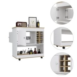 FM Furniture Texas Light Oak/White 6-Bottle Composite Wine Cabinet