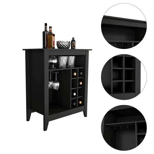 FM Furniture Future Black 8-Bottle Composite Wine Cabinet 3 FM Furniture Future Black 8-Bottle Composite Wine Cabinet - Image 3