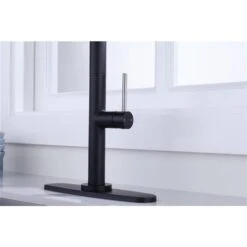 Westmount Waterworks Shane Black/Brushed Nickel 1-Handle Deck Mount Pull-Down Handle/Lever Kitchen Faucet With Deck Plate