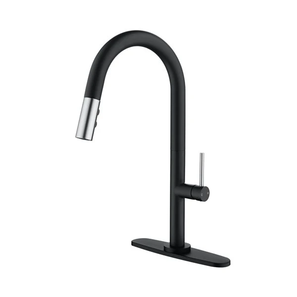 Westmount Waterworks Shane Black/Brushed Nickel 1-Handle Deck Mount Pull-Down Handle/Lever Kitchen Faucet With Deck Plate 3 Westmount Waterworks Shane Black/Brushed Nickel 1-Handle Deck Mount Pull-Down Handle/Lever Kitchen Faucet With Deck Plate - Image 3