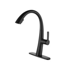 Westmount Waterworks Delfino Matte Black 1-Handle Deck Mount Pull-Down Handle/Lever Kitchen Faucet With Deck Plate -Alliedbas Shop 331042393 MainImage 001 l