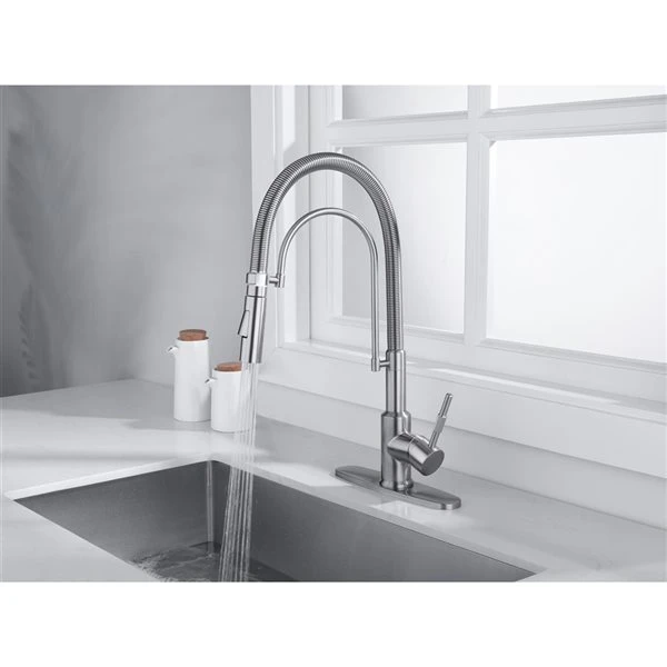 Westmount Waterworks Randall Brushed Nickel 1-Handle Deck Mount Pull-Down Handle/Lever Kitchen Faucet With Deck Plate 1 Westmount Waterworks Randall Brushed Nickel 1-Handle Deck Mount Pull-Down Handle/Lever Kitchen Faucet With Deck Plate