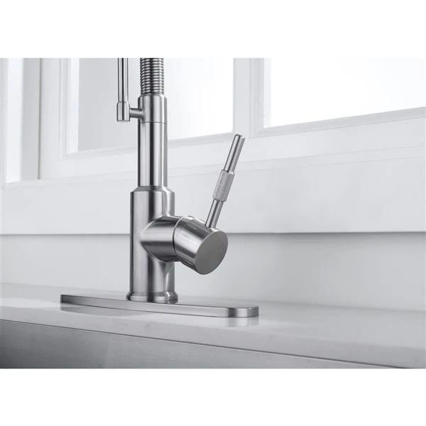 Westmount Waterworks Randall Brushed Nickel 1-Handle Deck Mount Pull-Down Handle/Lever Kitchen Faucet With Deck Plate 3 Westmount Waterworks Randall Brushed Nickel 1-Handle Deck Mount Pull-Down Handle/Lever Kitchen Faucet With Deck Plate - Image 3