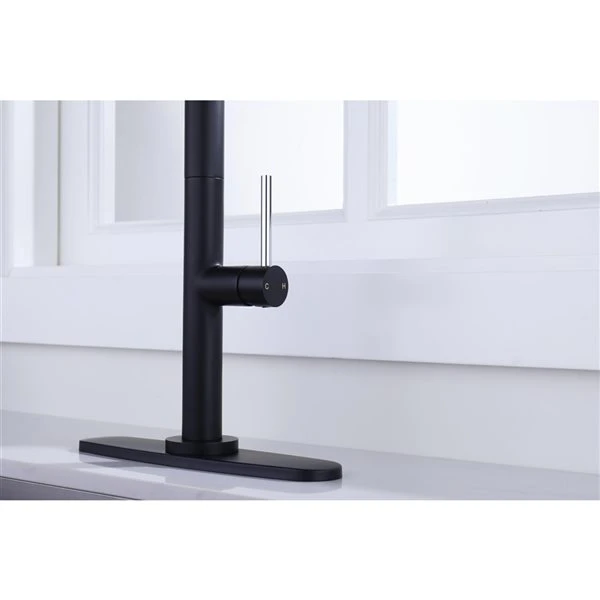 Westmount Waterworks Shane Black/Polished Chrome 1-Handle Deck Mount Pull-Down Handle/Lever Kitchen Faucet With Deck Plate 5 Westmount Waterworks Shane Black/Polished Chrome 1-Handle Deck Mount Pull-Down Handle/Lever Kitchen Faucet With Deck Plate - Image 5