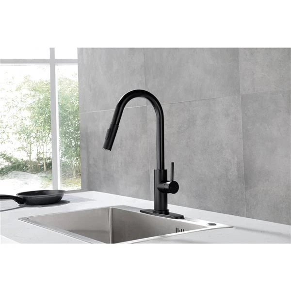 Westmount Waterworks Essie Matte Black 1-Handle Deck Mount Pull-Down Touch Residential Kitchen Faucet With Deck Plate 4 Westmount Waterworks Essie Matte Black 1-Handle Deck Mount Pull-Down Touch Residential Kitchen Faucet With Deck Plate - Image 4