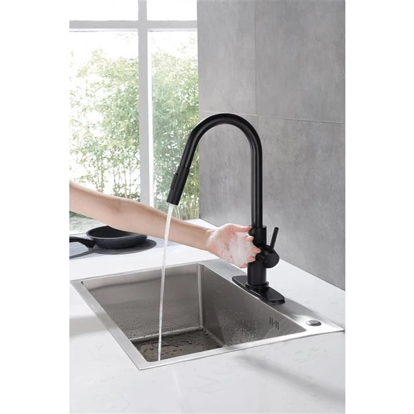 Westmount Waterworks Essie Matte Black 1-Handle Deck Mount Pull-Down Touch Residential Kitchen Faucet With Deck Plate 2 Westmount Waterworks Essie Matte Black 1-Handle Deck Mount Pull-Down Touch Residential Kitchen Faucet With Deck Plate - Image 2