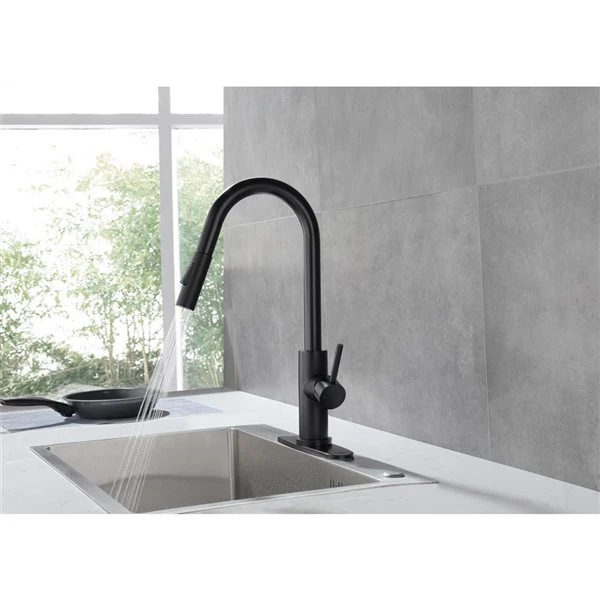 Westmount Waterworks Essie Matte Black 1-Handle Deck Mount Pull-Down Touch Residential Kitchen Faucet With Deck Plate 3 Westmount Waterworks Essie Matte Black 1-Handle Deck Mount Pull-Down Touch Residential Kitchen Faucet With Deck Plate - Image 3