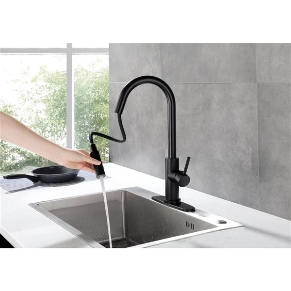 Westmount Waterworks Essie Matte Black 1-Handle Deck Mount Pull-Down Touch Residential Kitchen Faucet With Deck Plate 5 Westmount Waterworks Essie Matte Black 1-Handle Deck Mount Pull-Down Touch Residential Kitchen Faucet With Deck Plate - Image 5
