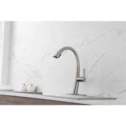 Westmount Waterworks Delfino Brushed Nickel 1-Handle Deck Mount Pull-Down Handle/Lever Kitchen Faucet With Deck Plate -Alliedbas Shop 331042401 AlternateImage1 l