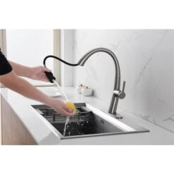 Westmount Waterworks Delfino Brushed Nickel 1-Handle Deck Mount Pull-Down Handle/Lever Kitchen Faucet With Deck Plate -Alliedbas Shop 331042401 AlternateImage2 l