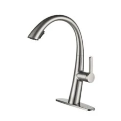 Westmount Waterworks Delfino Brushed Nickel 1-Handle Deck Mount Pull-Down Handle/Lever Kitchen Faucet With Deck Plate