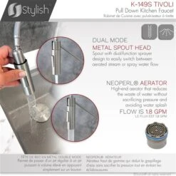 Stylish Tivoli Brushed Stainless Steel 1-Handle Deck Mount High-Arc Handle/Lever Commercial/Residential Kitchen Faucet -Alliedbas Shop 331042424 AlternateImage5 l