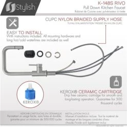 Stylish Rivo Brushed Stainless Steel 1-Handle Deck Mount High-Arc Handle/Lever Commercial/Residential Kitchen Faucet -Alliedbas Shop 331042425 AlternateImage2 l