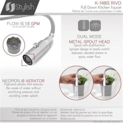 Stylish Rivo Brushed Stainless Steel 1-Handle Deck Mount High-Arc Handle/Lever Commercial/Residential Kitchen Faucet -Alliedbas Shop 331042425 AlternateImage4 l