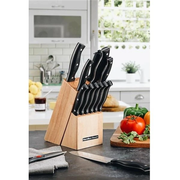 Hamilton Beach Black Stainless Steel Knife Set With Wood Block - 14-Piece 3 Hamilton Beach Black Stainless Steel Knife Set With Wood Block - 14-Piece - Image 3