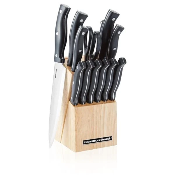 Hamilton Beach Black Stainless Steel Knife Set With Wood Block - 14-Piece 4 Hamilton Beach Black Stainless Steel Knife Set With Wood Block - 14-Piece - Image 4