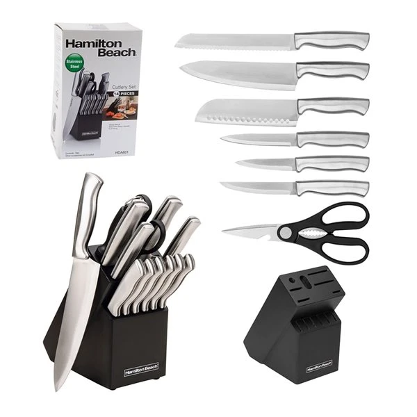 Hamilton Beach Stainless Steel Knife Set With Wood Block - 14-Piece 1 Hamilton Beach Stainless Steel Knife Set With Wood Block - 14-Piece