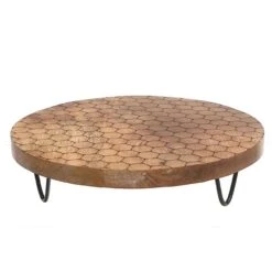 IH Casa Decor 12-in Mango Wood Honeycomb Round Cake Stand