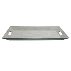 IH Casa Decor Rectangular Serving Tray With Handle (Pewter)