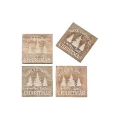 IH Casa Decor Wooden Etched Coaster - 4-Piece