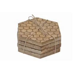 IH Casa Decor Mango Wood Hexagon Coaster - Set Of 4