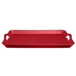 IH Casa Decor Rectangular Red Serving Tray With Handle