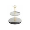 IH Casa Decor White And Black Marble 2-Tier Cake Stand