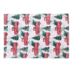 IH Casa Decor Red Truck With Tree Cotton Placemat - Set Of 12