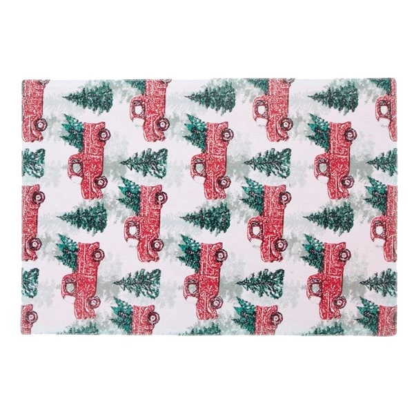 IH Casa Decor Red Truck With Tree Cotton Placemat - Set Of 12 1 IH Casa Decor Red Truck With Tree Cotton Placemat - Set Of 12