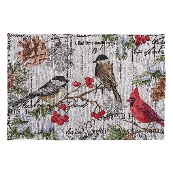 IH Casa Decor Birds On Branch Tapestry Placemat - Set Of 12 1 IH Casa Decor Birds On Branch Tapestry Placemat - Set Of 12