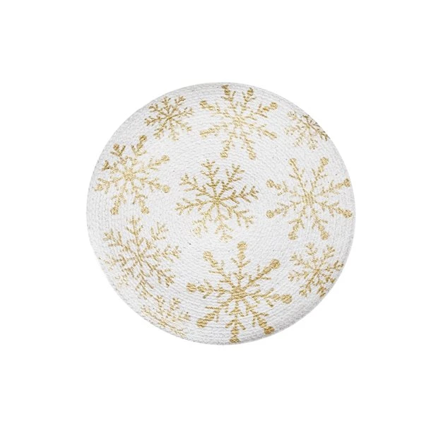 IH Casa Decor Gold Snowflakes Cotton Placemats - Set Of 12 2 IH Casa Decor Gold Snowflakes Cotton Placemats - Set Of 12 - Image 2