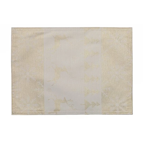 IH Casa Decor Gold Jumping Reindeers Metallic Yarn Placemats - Set Of 12 1 IH Casa Decor Gold Jumping Reindeers Metallic Yarn Placemats - Set Of 12