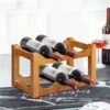 Costway Brown 6-Bottle Rubberwood Wine Rack