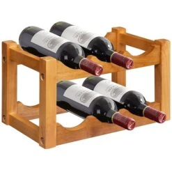 Costway Brown 6-Bottle Rubberwood Wine Rack 9 Costway Brown 6-Bottle Rubberwood Wine Rack -Alliedbas Shop 331059994 MainImage 001 l