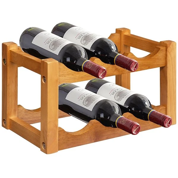Costway Brown 6-Bottle Rubberwood Wine Rack 5 Costway Brown 6-Bottle Rubberwood Wine Rack - Image 5