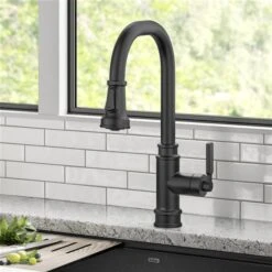 Kraus Allyn Matte Black Industrial 1-Handle Deck Mount Pull-Down Handle/Lever Residential Kitchen Faucet -Alliedbas Shop 331061171 AlternateImage2 l