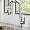 Kraus Allyn Chrome Industrial 1-Handle Deck Mount Pull-Down Handle/Lever Residential Kitchen Faucet