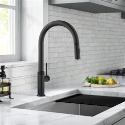 Kraus Allyn Matte Black 1-Handle Deck Mount Pull-Down Handle/Lever Residential Kitchen Faucet -Alliedbas Shop 331061182 AlternateImage3 l