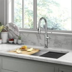 Kraus Allyn Chrome 1-Handle Deck Mount Pull-Down Handle/Lever Kitchen Faucet -Alliedbas Shop 331061186 AlternateImage4 l