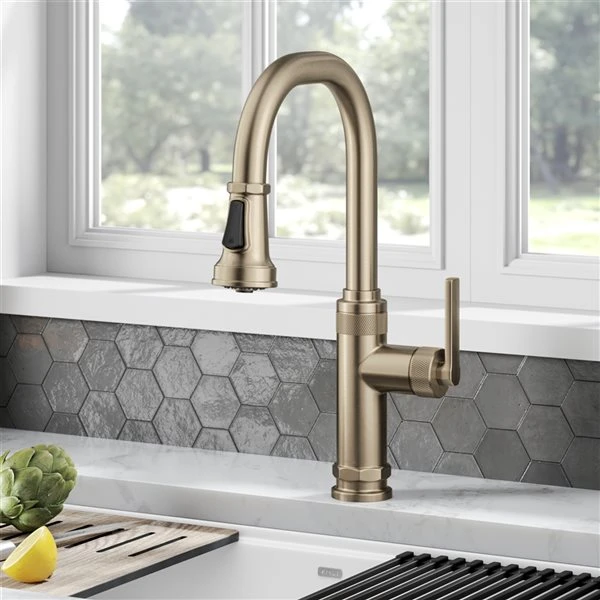 Kraus Allyn Spot-Free Antique Champagne-Bronze 1-Handle Deck Mount Pull-Down Handle/Lever Residential Kitchen Faucet 1 Kraus Allyn Spot-Free Antique Champagne-Bronze 1-Handle Deck Mount Pull-Down Handle/Lever Residential Kitchen Faucet