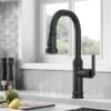 Kraus Allyn Matte Black Industrial 1-Handle Deck Mount Pull-Down Handle/Lever Kitchen Faucet