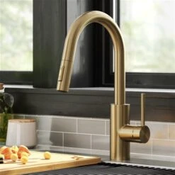 Kraus Oletto Spot-Free Antique Champagne-Bronze 1-Handle Deck Mount Pull-Down Handle/Lever Kitchen Faucet - Deck Plate Included