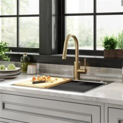 Kraus Oletto Spot-Free Antique Champagne-Bronze 1-Handle Deck Mount Pull-Down Handle/Lever Kitchen Faucet - Deck Plate Included -Alliedbas Shop 331061198 AlternateImage4 l