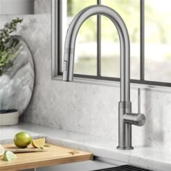 Kraus Allyn Spot-Free Stainless Steel 1-Handle Deck Mount Pull-Down Handle/Lever Residential Kitchen Faucet -Alliedbas Shop 331061203 AlternateImage1 l