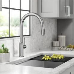Kraus Allyn Spot-Free Stainless Steel 1-Handle Deck Mount Pull-Down Handle/Lever Residential Kitchen Faucet -Alliedbas Shop 331061203 AlternateImage3 l