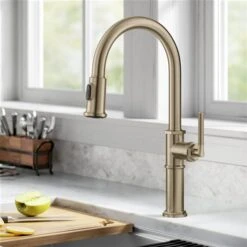 Kraus Allyn Brushed Gold 1-Handle Deck Mount Pull-Down Handle/Lever Residential Kitchen Faucet -Alliedbas Shop 331061205 AlternateImage1 l
