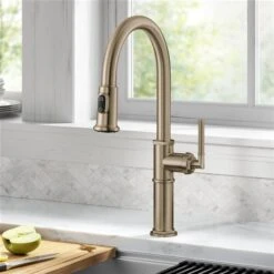 Kraus Allyn Brushed Gold 1-Handle Deck Mount Pull-Down Handle/Lever Residential Kitchen Faucet -Alliedbas Shop 331061205 AlternateImage2 l
