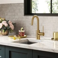 Kraus Oletto Spot-Free Antique Champagne-Bronze 1-Handle Deck Mount Bar And Prep Handle/Lever Residential Kitchen Faucet