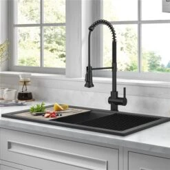 Kraus Britt Matte Black 1-Handle Deck Mount Pull-Down Touchless Residential Kitchen Faucet -Alliedbas Shop 331061210 AlternateImage2 l