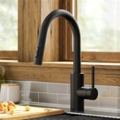 Kraus Oletto Matte Black 1-Handle Deck Mount Pull-Down Handle/Lever Residential Kitchen Faucet - Deck Plate Included -Alliedbas Shop 331061211 AlternateImage1 l
